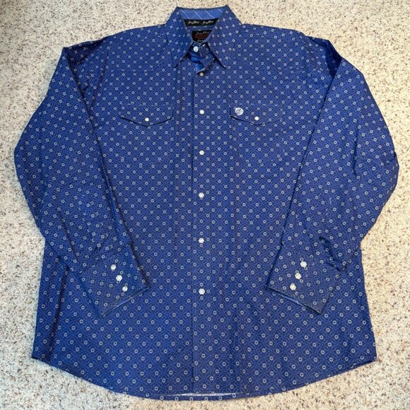Wrangler George Strait Mens Troubadour Western Shirt Long Sleeve Blue Size Large - Picture 1 of 11